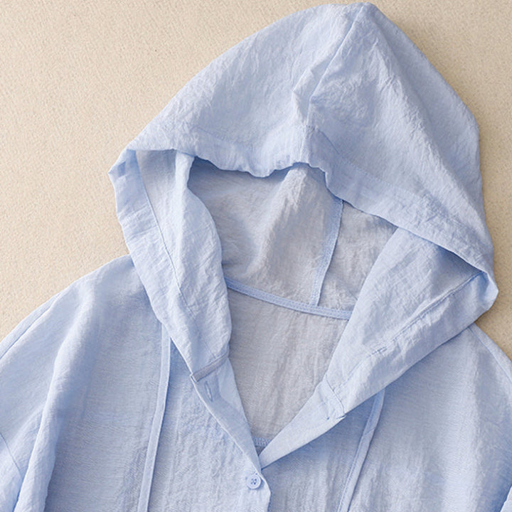 Tabea | Blouse en lin aérée avec capuche pour femmes