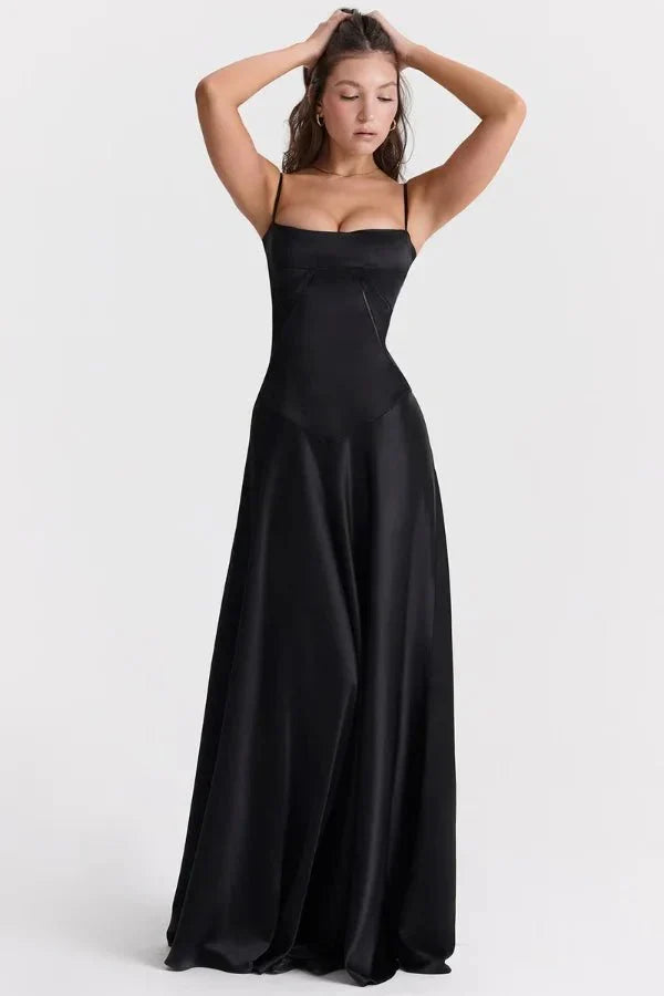 Sadie | Elegant Satin Maxi Dress for Women, Wedding Guest