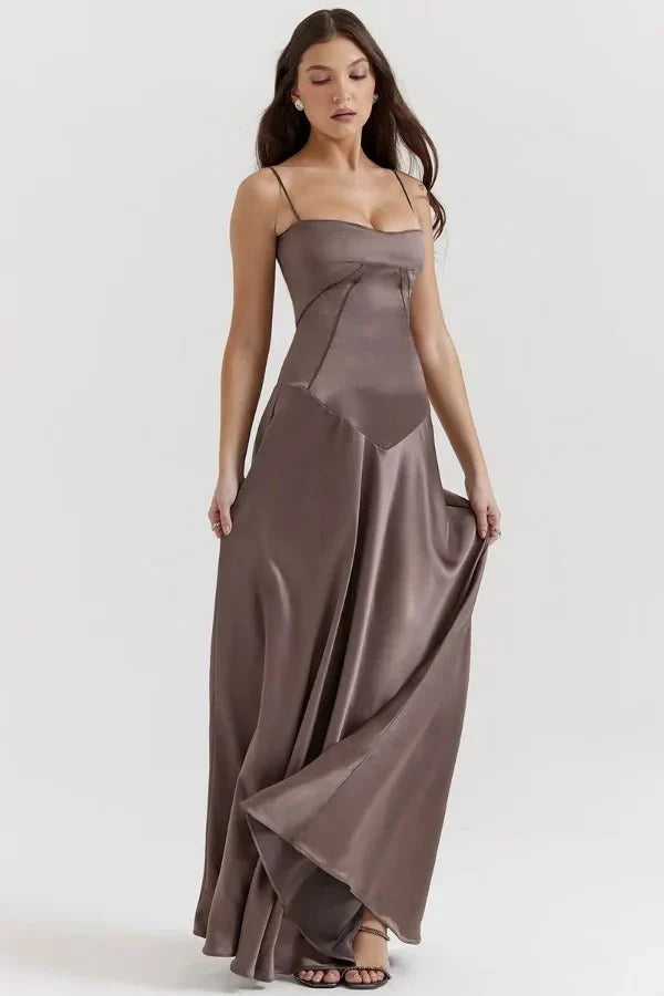 Sadie | Elegant Satin Maxi Dress for Women, Wedding Guest