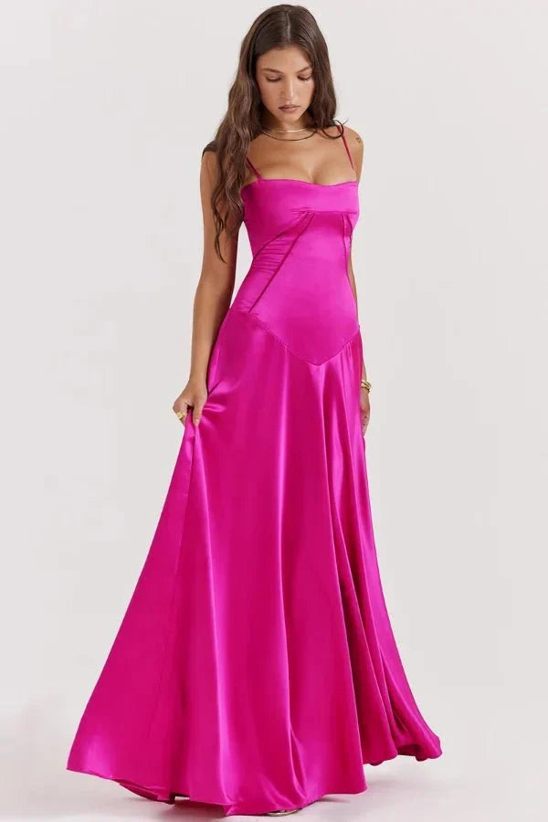 Sadie | Elegant Satin Maxi Dress for Women, Wedding Guest