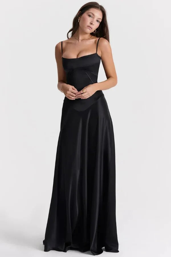 Sadie | Elegant Satin Maxi Dress for Women, Wedding Guest
