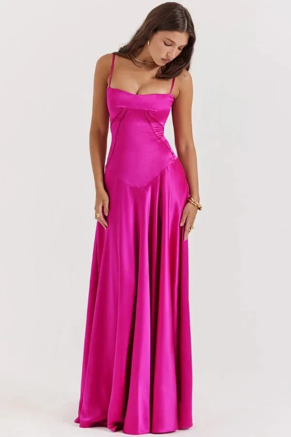 Sadie | Elegant Satin Maxi Dress for Women, Wedding Guest