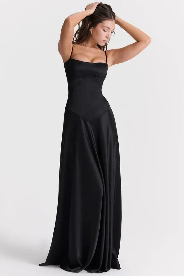 Sadie | Elegant Satin Maxi Dress for Women, Wedding Guest