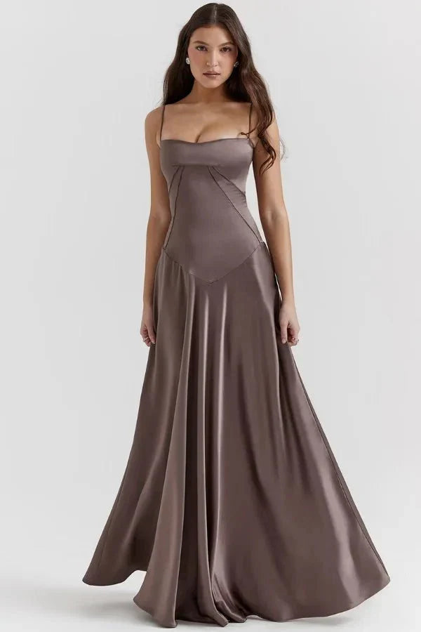 Sadie | Elegant Satin Maxi Dress for Women, Wedding Guest
