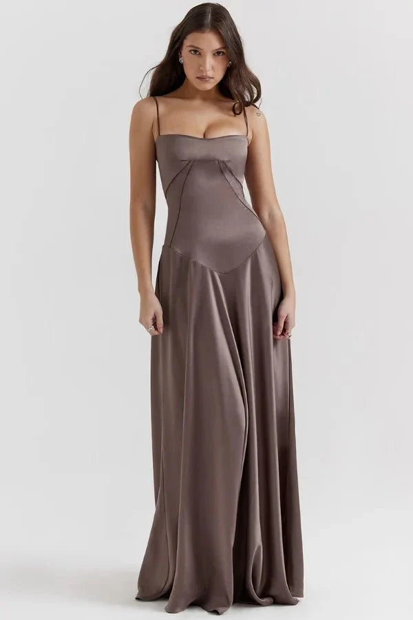 Sadie | Elegant Satin Maxi Dress for Women, Wedding Guest