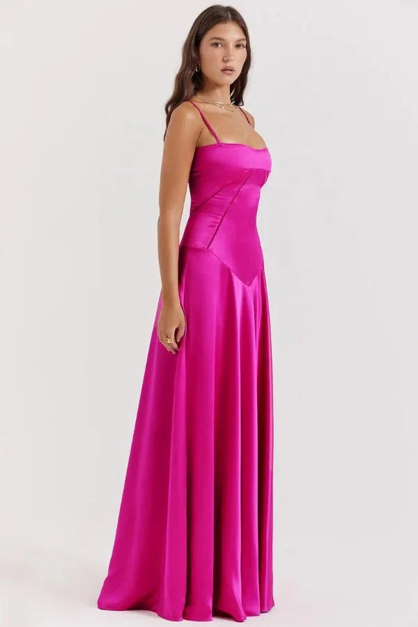 Sadie | Elegant Satin Maxi Dress for Women, Wedding Guest