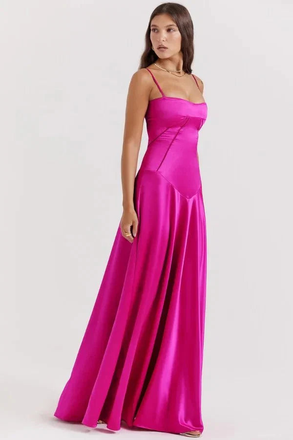 Sadie | Elegant Satin Maxi Dress for Women, Wedding Guest