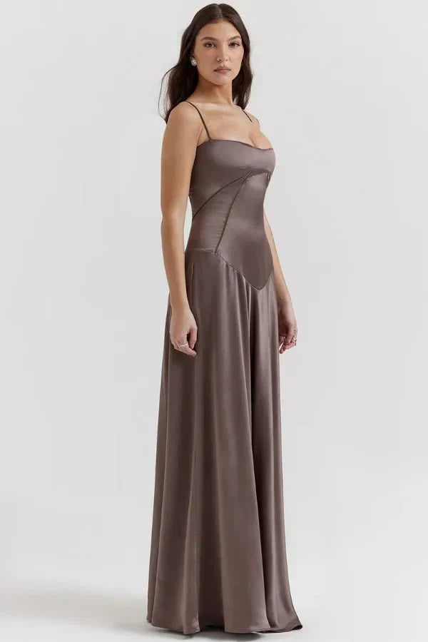 Sadie | Elegant Satin Maxi Dress for Women, Wedding Guest