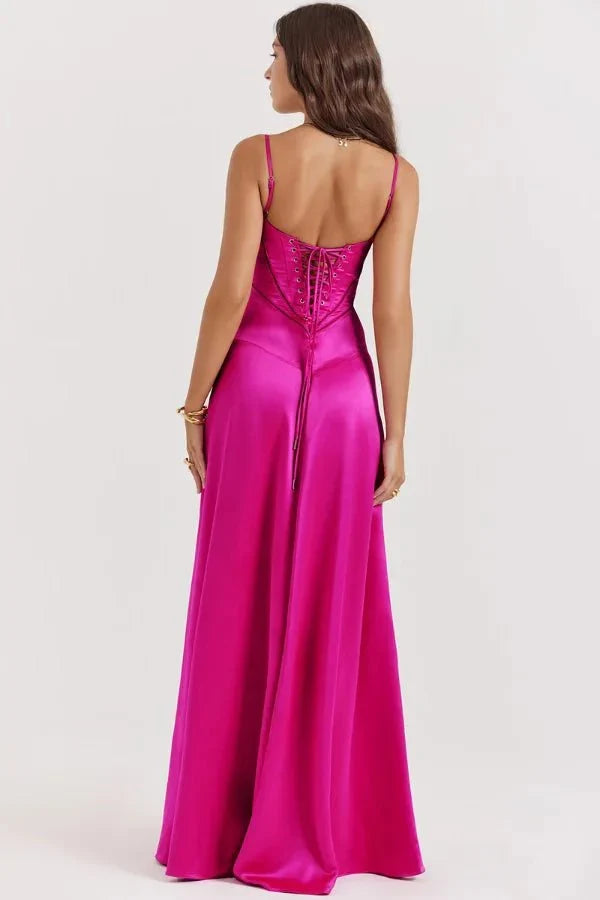 Sadie | Elegant Satin Maxi Dress for Women, Wedding Guest
