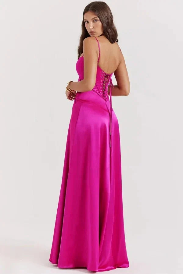 Sadie | Elegant Satin Maxi Dress for Women, Wedding Guest