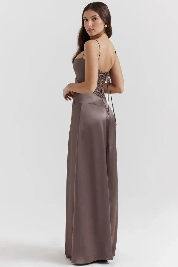 Sadie | Elegant Satin Maxi Dress for Women, Wedding Guest