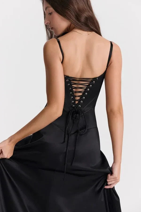 Sadie | Elegant Satin Maxi Dress for Women, Wedding Guest