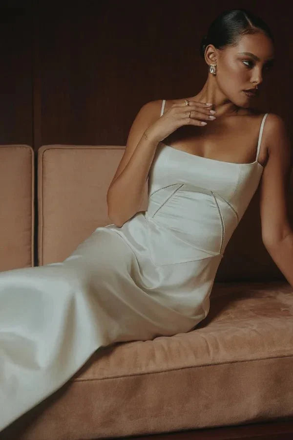 Sadie | Elegant Satin Maxi Dress for Women, Wedding Guest