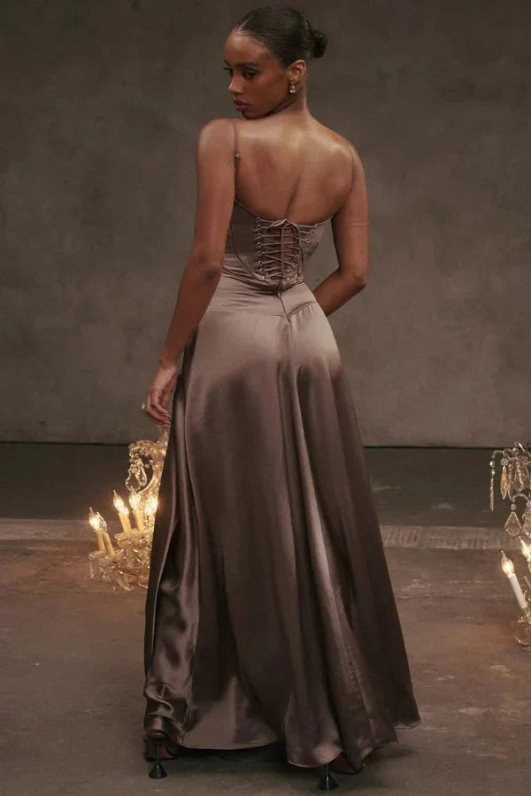 Sadie | Elegant Satin Maxi Dress for Women, Wedding Guest