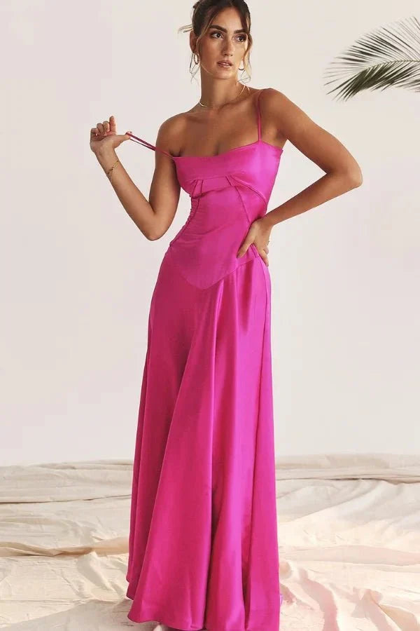 Sadie | Elegant Satin Maxi Dress for Women, Wedding Guest