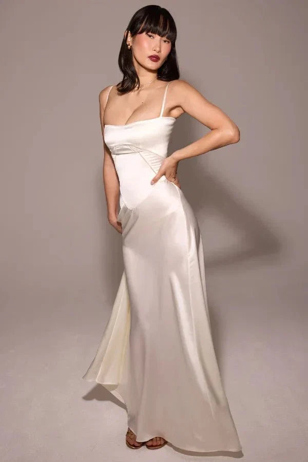 Sadie | Elegant Satin Maxi Dress for Women, Wedding Guest