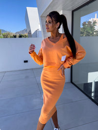 Annika | Damen Stilvolles Lässiges Sweatshirt Kleid-Set