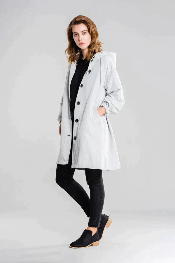 Wiebke | Veste de pluie longue décontractée à boutons femme