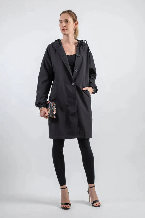 Wiebke | Veste de pluie longue décontractée à boutons femme