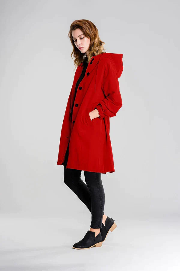 Wiebke | Veste de pluie longue décontractée à boutons femme