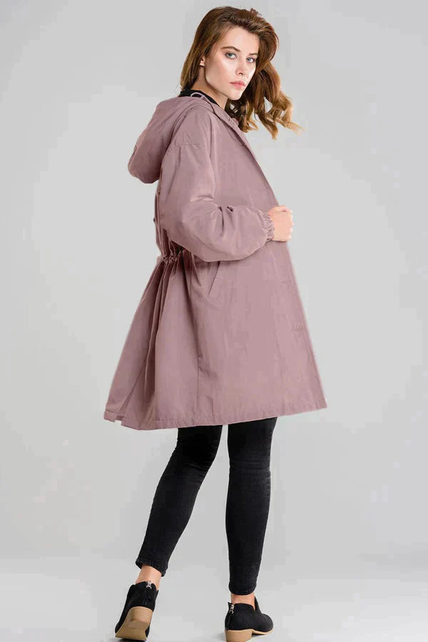 Wiebke | Veste de pluie longue décontractée à boutons femme