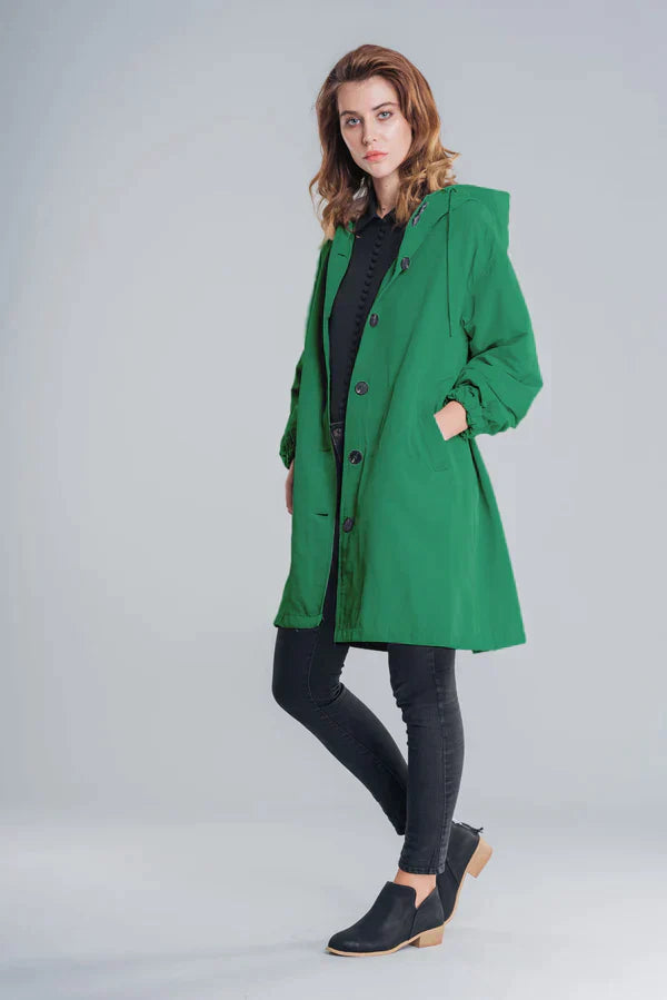 Wiebke | Veste de pluie longue décontractée à boutons femme