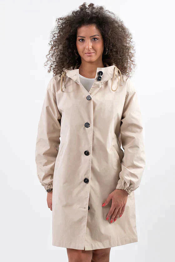 Wiebke | Veste de pluie longue décontractée à boutons femme