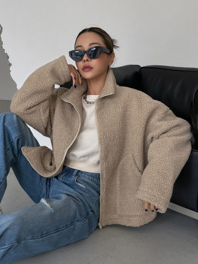 Mira | Damen Lässige Oversized Teddyjacke