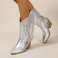 Renata | Women's Western Block Heel Cowboy Boots with Fringe