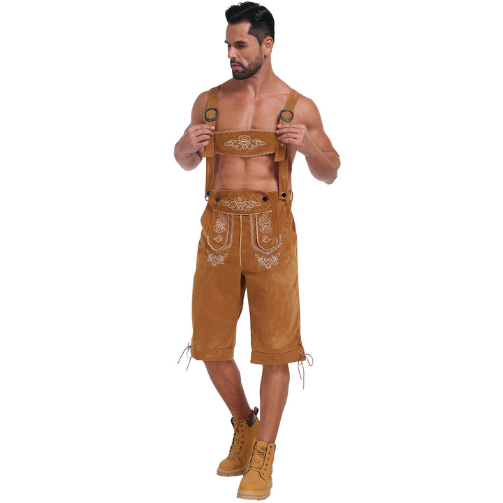 Giovanni | Herren Traditionelle Bestickte Lederhose mit Hosenträgern