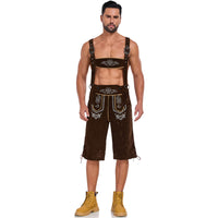 Giovanni | Herren Traditionelle Bestickte Lederhose mit Hosenträgern