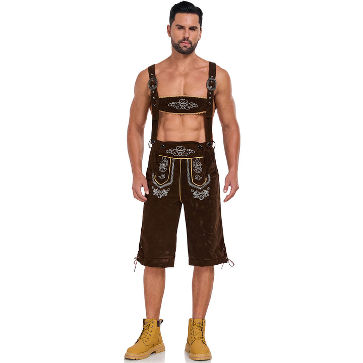 Giovanni | Herren Traditionelle Bestickte Lederhose mit Hosenträgern