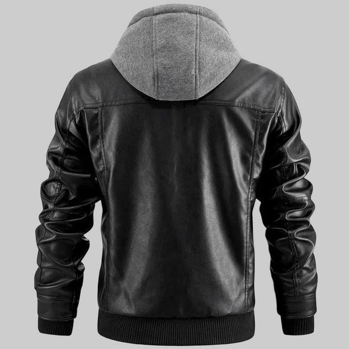 Joshua | Veste robuste en cuir à capuche pour homme