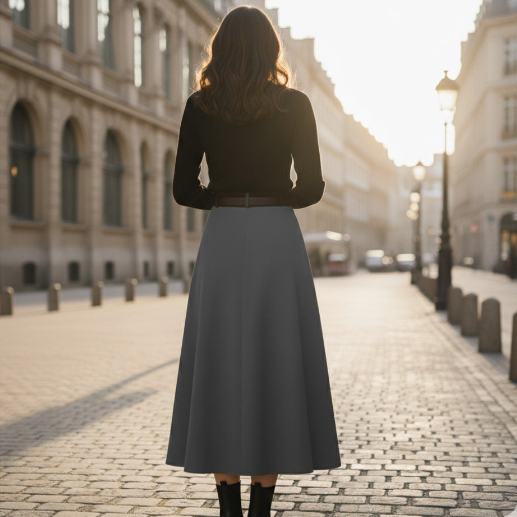 Barbara | Eleganter plissierter Herbst-Midirock für Damen