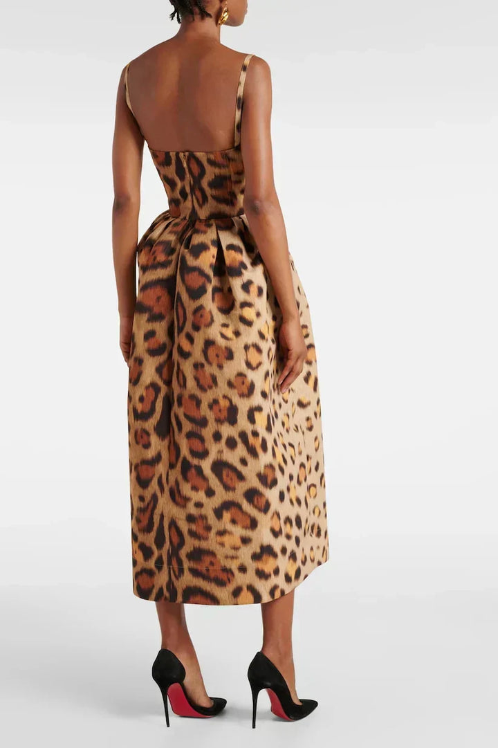 Hannelore | Damen Leoparden Print A-Linien Kleid