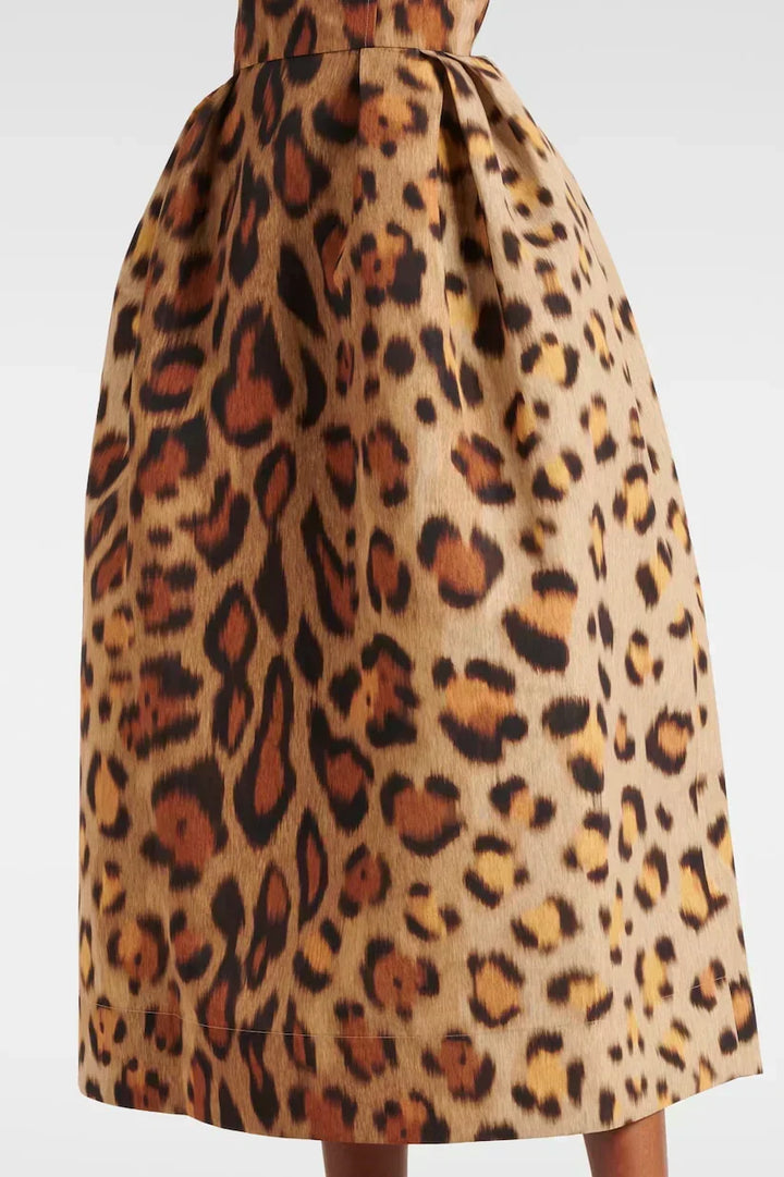 Hannelore | Damen Leoparden Print A-Linien Kleid