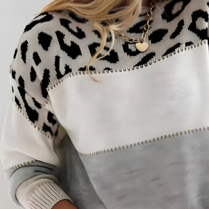 Jasmine | Damen Modischer Pullover mit Leopardenmuster