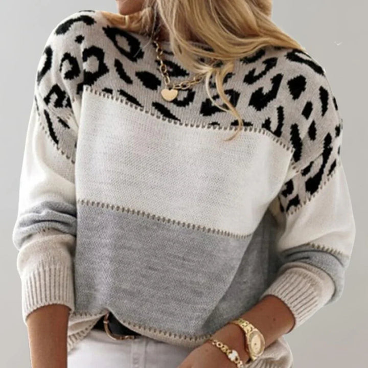 Jasmine | Damen Modischer Pullover mit Leopardenmuster