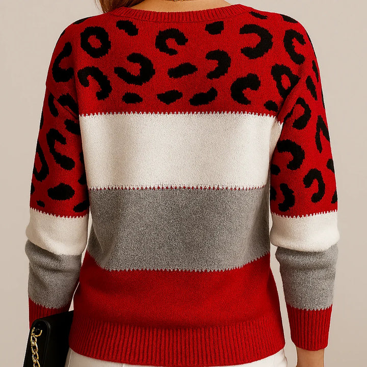 Jasmine | Damen Modischer Pullover mit Leopardenmuster