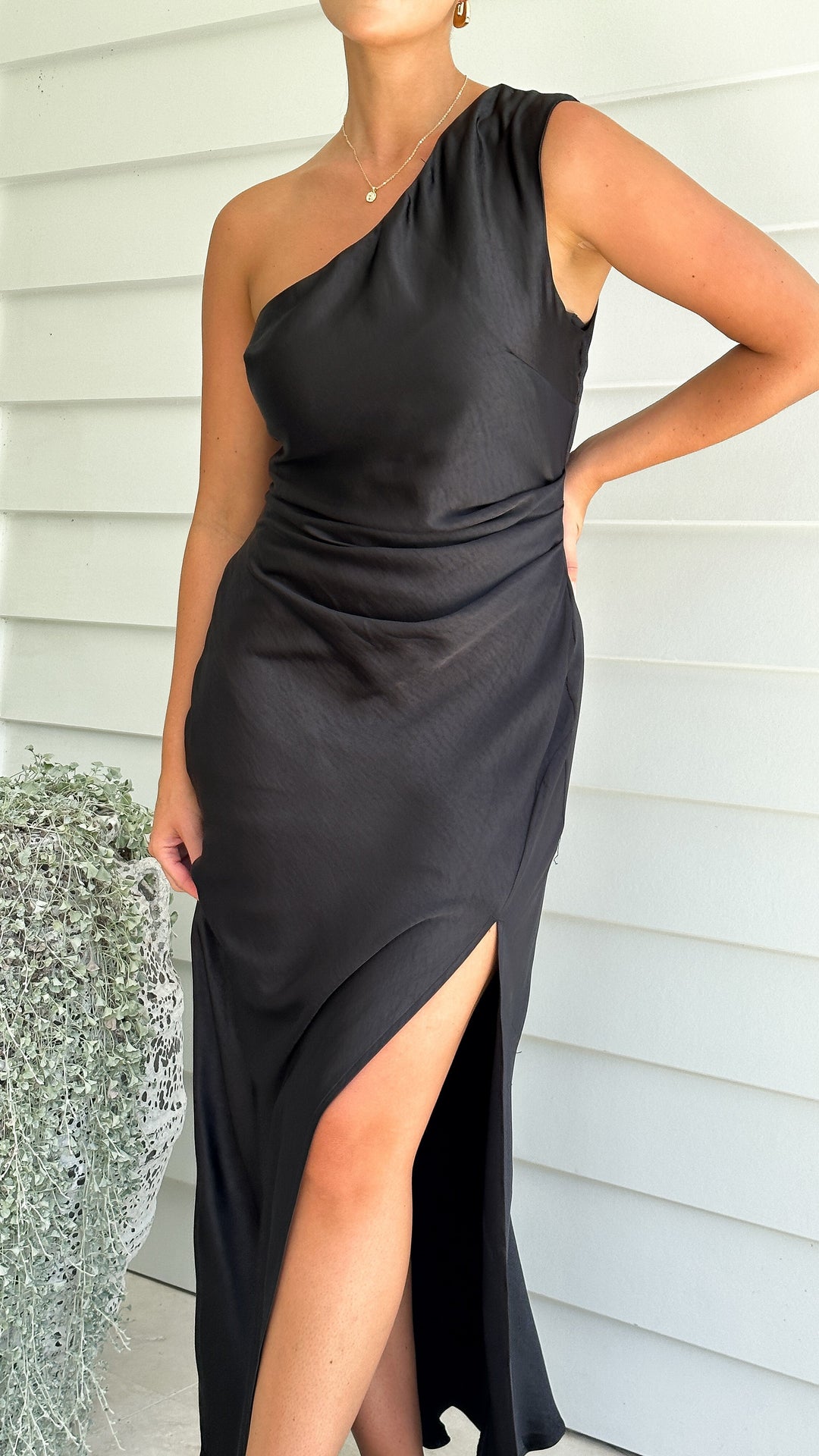 Klara | Damen Elegantes Ein Schulter Hochzeitsgastkleid