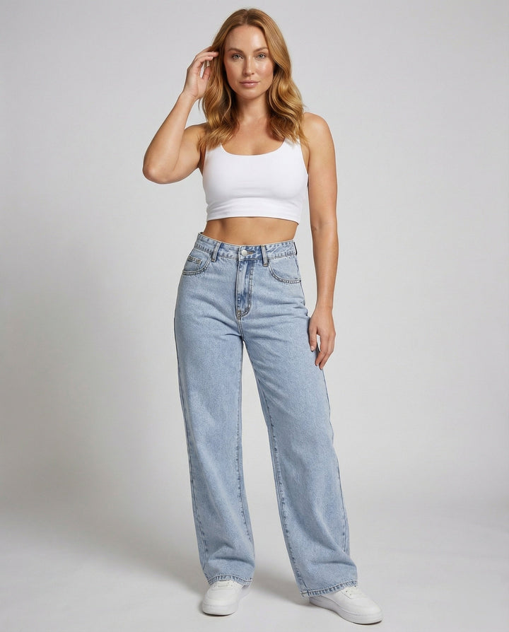 Fiona | Vintage-Jeans mit hoher Taille und weitem Bein für Damen