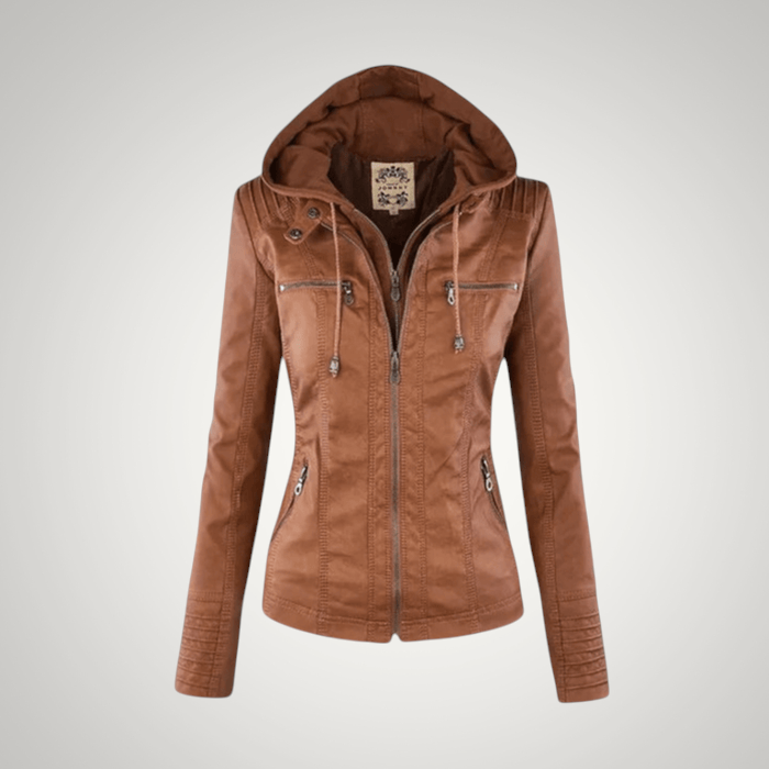 Victoria | Damen Winter Reissverschluss Lederjacke