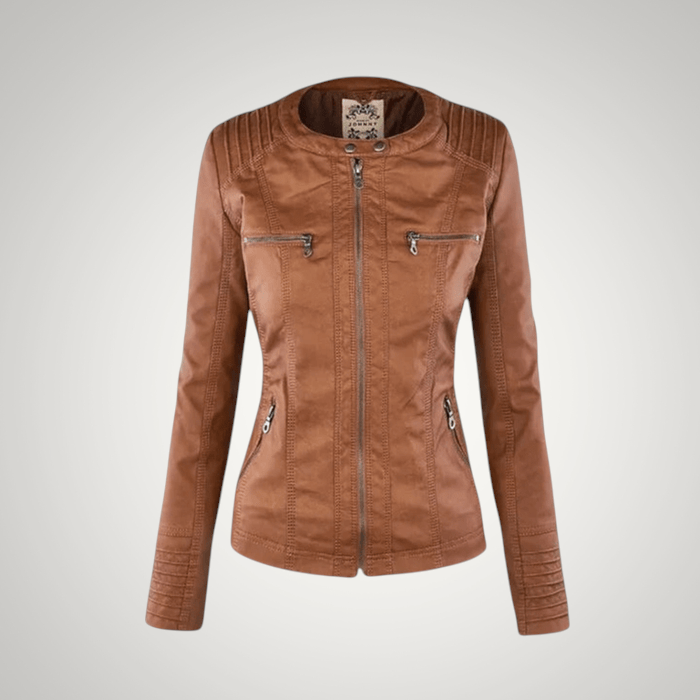 Victoria | Damen Winter Reissverschluss Lederjacke