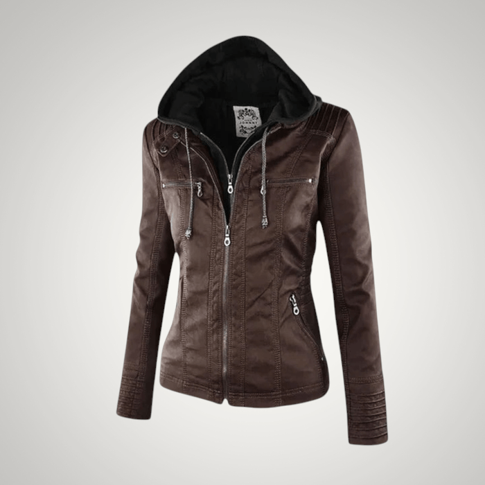 Victoria | Damen Winter Reissverschluss Lederjacke