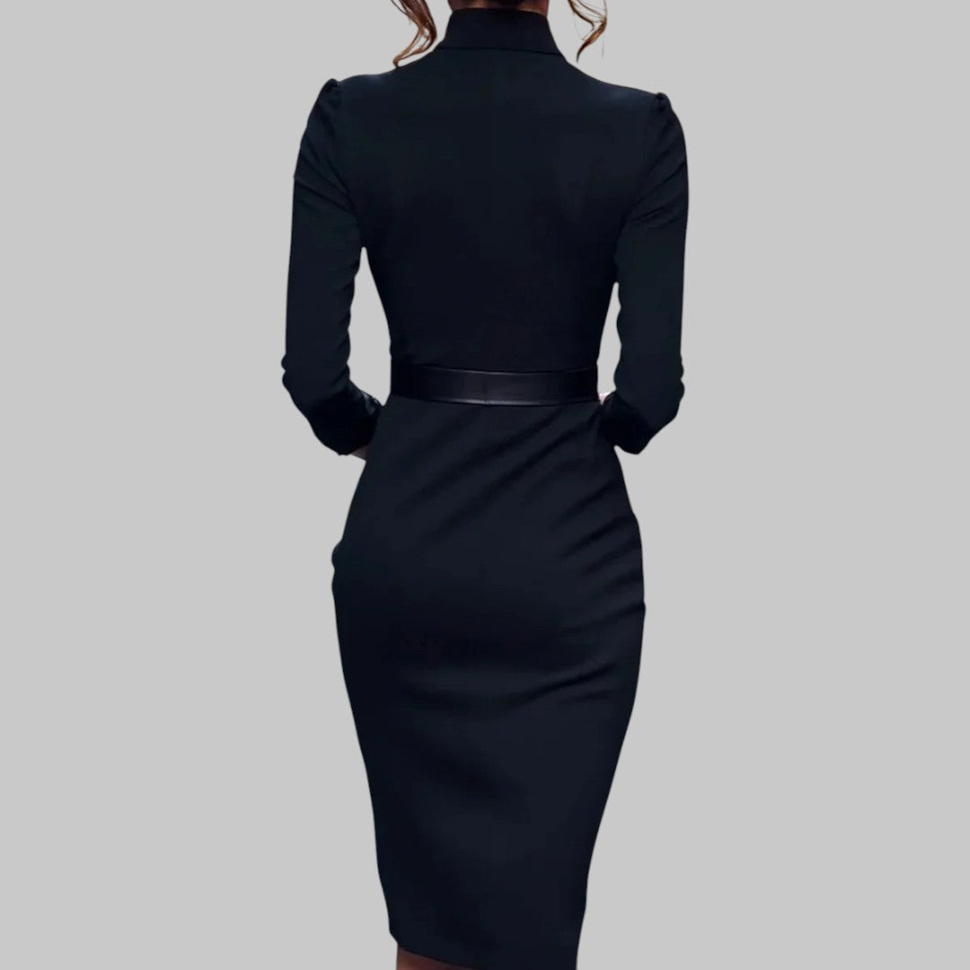 Dag| Abito midi elegante con colletto a camicia e cintura da donna