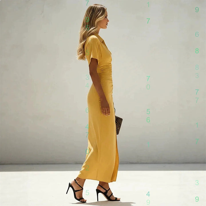Evelyne | Damen Sommer Hemdblusenkleid Mit Seitenschlitz