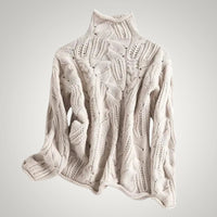 Colette | Damen Gemusterter Strukturierter Strickpullover