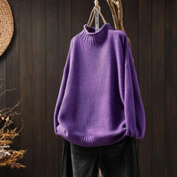Lila | Damen Casual Strickpullover mit Hohem Kragen