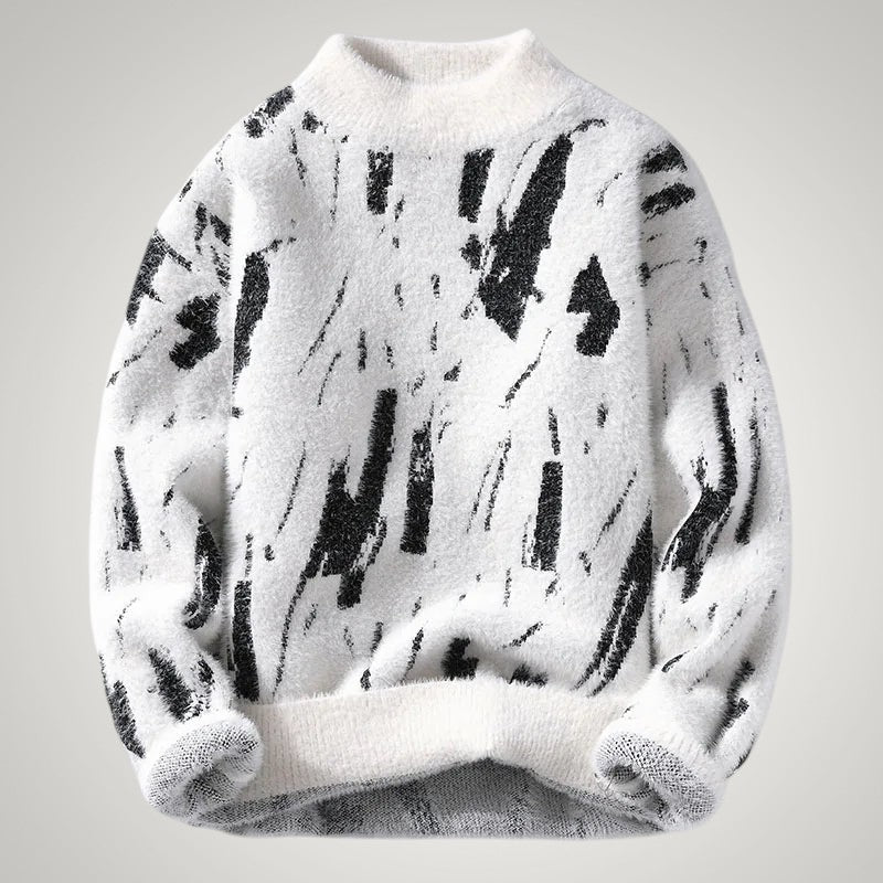 Heinz | Herren Übergross Kunstdruck Pullover