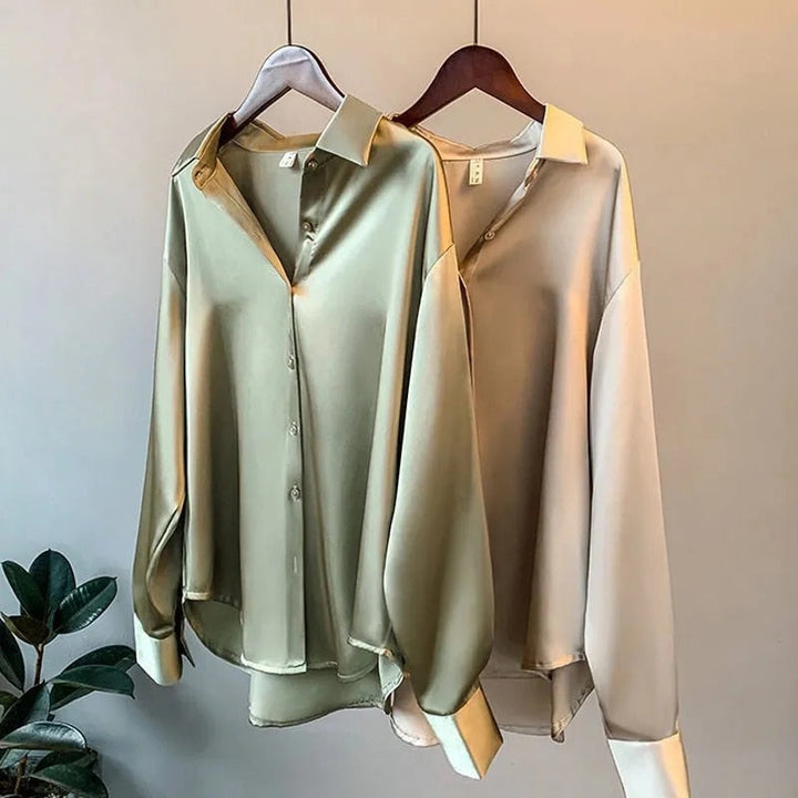 Elvira | Blouse en satin à manches longues d&